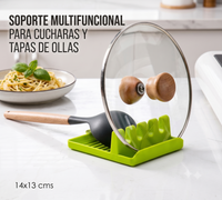 Soporte Organizador de Cocina para Tapas y Cucharas - Verde Ecológico